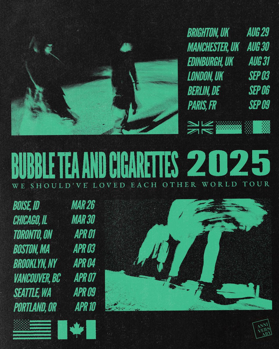 [NEW SHOW ADDED] Paris!! 🇫🇷 we finally worked it out and now we will be officially visiting you on September 9 :)

US &amp; CA - about a month to go till the tour starts!! make sure to grab your tickets early 🖤

All tickets are now available on bubbleteaandcigarettes.com (link in bio)
