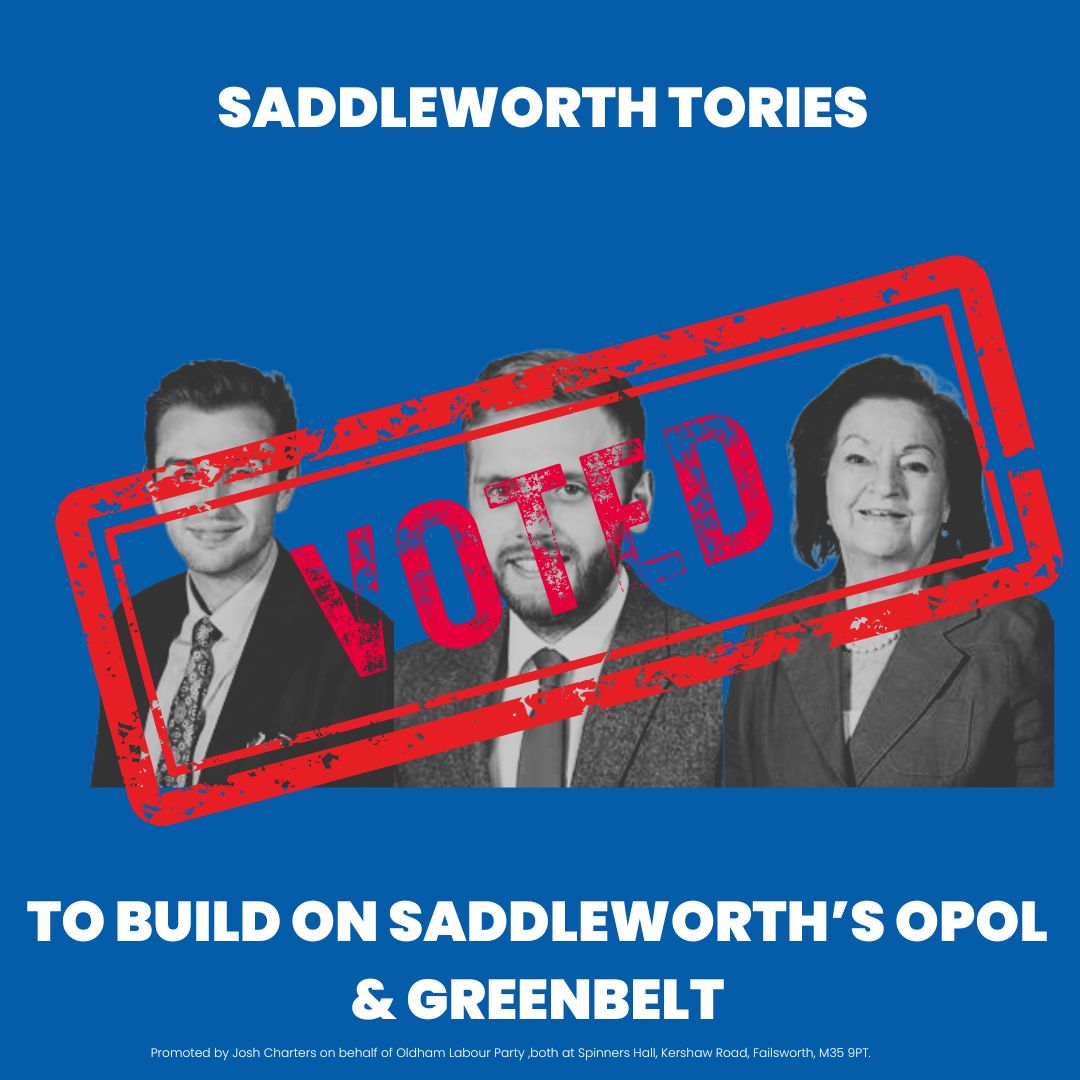 Saddleworth's Councillors voted to withdraw from Places for Everyone opening up all of our greenbelt to developers
Contributions at Council meeting  sounded like they haven't read the plan - it does include infrastructure  &amp; building on all brownfield 
Shameful