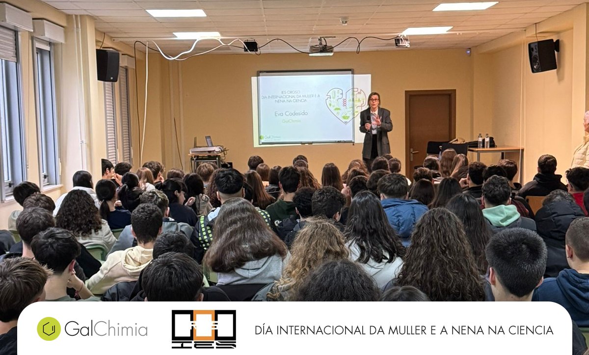 Seguindo coas celebracións do #DíaInternacionalMullerNenanaCiencia, a nosa compañeira Eva Codesido estivo onte no #IESOroso compartindo a súa experiencia como #científica. Moitas gracias pola invitación, seguimos traballando para inspirar vocacións científicas n@s máis xóvenes!