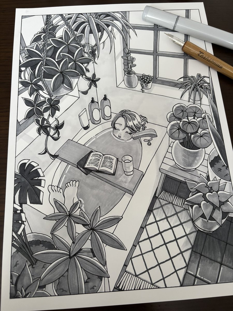 1週間遅れの #お風呂の日
🛁🫧🫧
#art #illustration #鉛筆画