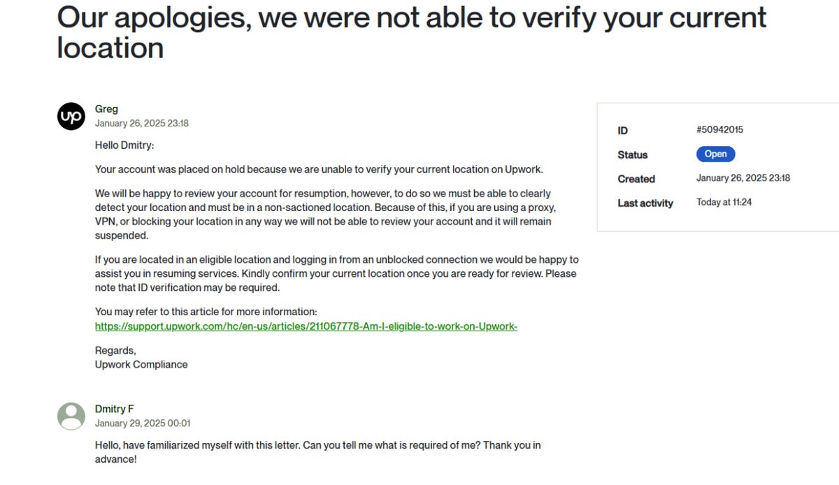 BIGBr0MAN's tweet image. @UpworkHelp @Upwork   Can&apos;t get in touch with support via the website. Give me feedback in my account. I want to know what I need to do.

#Upwork #Upworkhelp #UpworkSupport