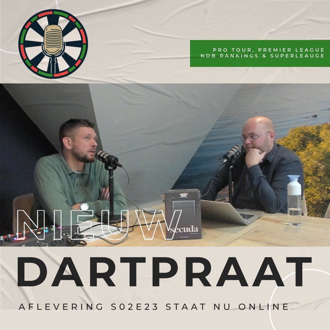 Dartpraat (@dartpraat) on Twitter photo ๐๏ธ ๐๐ฎ๐ฟ๐๐ฝ๐ฟ๐ฎ๐ฎ๐
๐ง Seizoen 2 | Aflevering 23
๐ณ๐ฑ Spanning in de Super League
๐ข De PL-start van MVG
๐ 6-1 verliezen met bijna 120 gemiddeld
๐ค Andere opzet bij de Players Championships?
๐ง ๐บ Dartpraat.nl ๐๏ธ ๐๐ฎ๐ฟ๐๐ฝ๐ฟ๐ฎ๐ฎ๐
๐ง Seizoen 2 | Aflevering 23
๐ณ๐ฑ Spanning in de Super League
๐ข De PL-start van MVG
๐ 6-1 verliezen met bijna 120 gemiddeld
๐ค Andere opzet bij de Players Championships?
๐ง ๐บ Dartpraat.nl