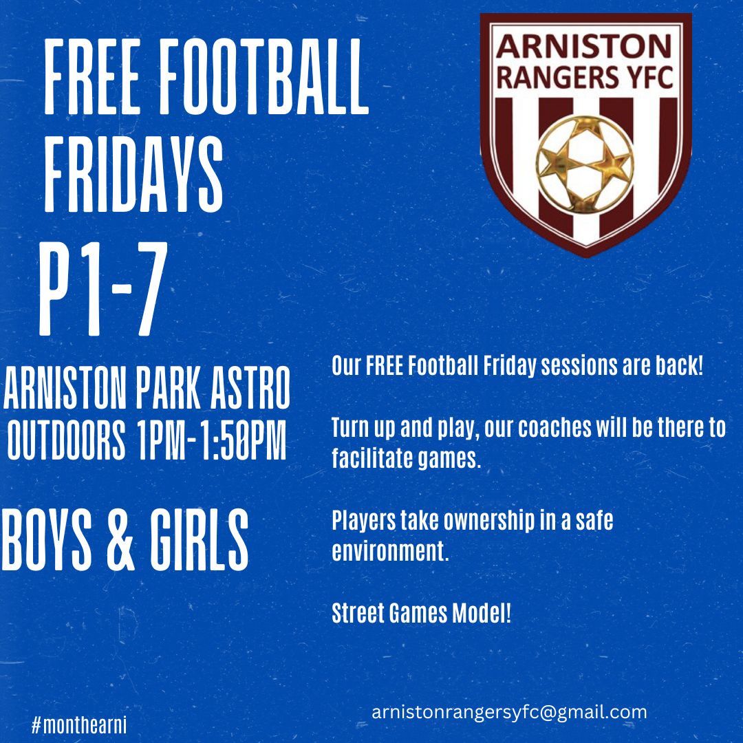 FREE FOOTBALL FRIDAYS

TURN UP AND PLAY!

P1-7