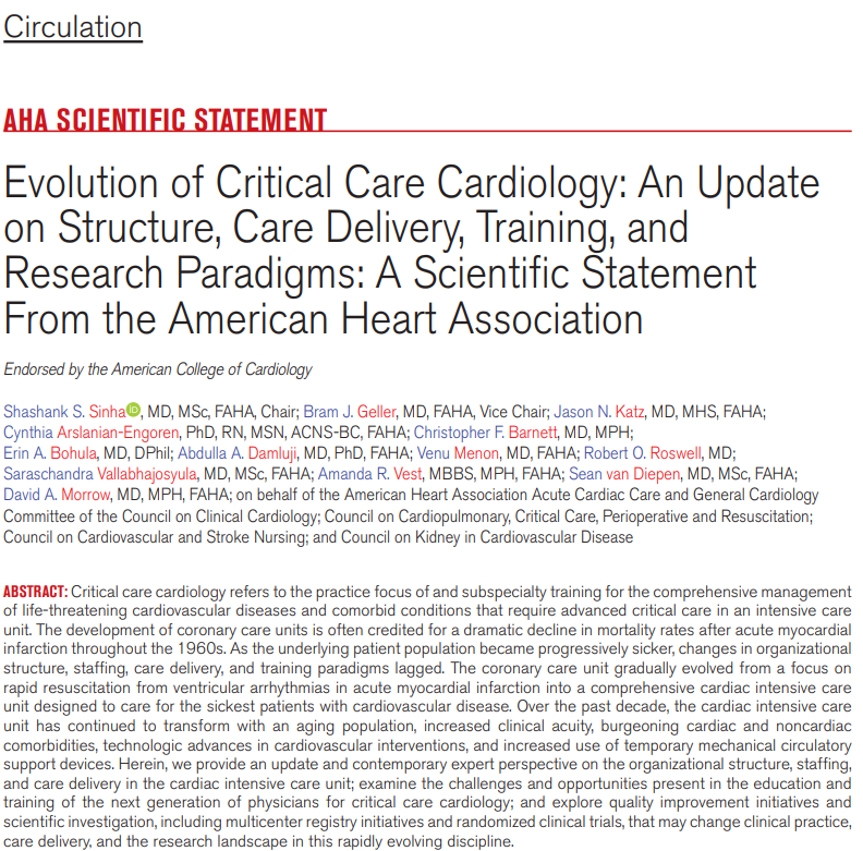 AHA Science (@ahascience) on Twitter photo The future of CCC relies on innovation in care delivery, advanced training programs, patient-centered outcomes, integration of new technologies & more.
✍🏼 <a href="/ShashankSinhaMD/">Shashank Sinha, MD, MSc, FACC, FAHA, FHFSA</a> <a href="/BramGeller/">Bram Geller, MD</a> <a href="/JasonKatzMD/">Jason N. Katz</a> <a href="/ChrisBarnettMD/">Christopher Barnett MD, MPH, FACC</a> <a href="/BohulaMay/">Erin Bohula May</a> <a href="/DrDamluji/">Abdulla A. Damluji, MD, PhD</a> <a href="/SarasVallabhMD/">Saraschandra Vallabhajosyula, MD MSc</a> @AmandaVestMD @SeanVanDiepen The future of CCC relies on innovation in care delivery, advanced training programs, patient-centered outcomes, integration of new technologies & more.
✍🏼 <a href="/ShashankSinhaMD/">Shashank Sinha, MD, MSc, FACC, FAHA, FHFSA</a> <a href="/BramGeller/">Bram Geller, MD</a> <a href="/JasonKatzMD/">Jason N. Katz</a> <a href="/ChrisBarnettMD/">Christopher Barnett MD, MPH, FACC</a> <a href="/BohulaMay/">Erin Bohula May</a> <a href="/DrDamluji/">Abdulla A. Damluji, MD, PhD</a> <a href="/SarasVallabhMD/">Saraschandra Vallabhajosyula, MD MSc</a> @AmandaVestMD @SeanVanDiepen