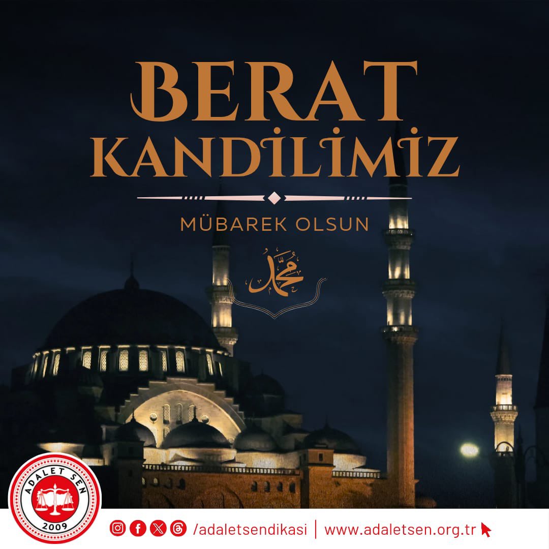 Bağışlanma, rahmet ve bereketin müjdelendiği Berat Kandili’nin, milletimize huzur, sağlık ve esenlik getirmesini diliyorum.

Bu vesileyle, tüm kamu çalışanlarının ve aziz milletimizin Berat Kandili’ni en içten dileklerimle kutlar, hayırlara vesile olmasını temenni ederim.