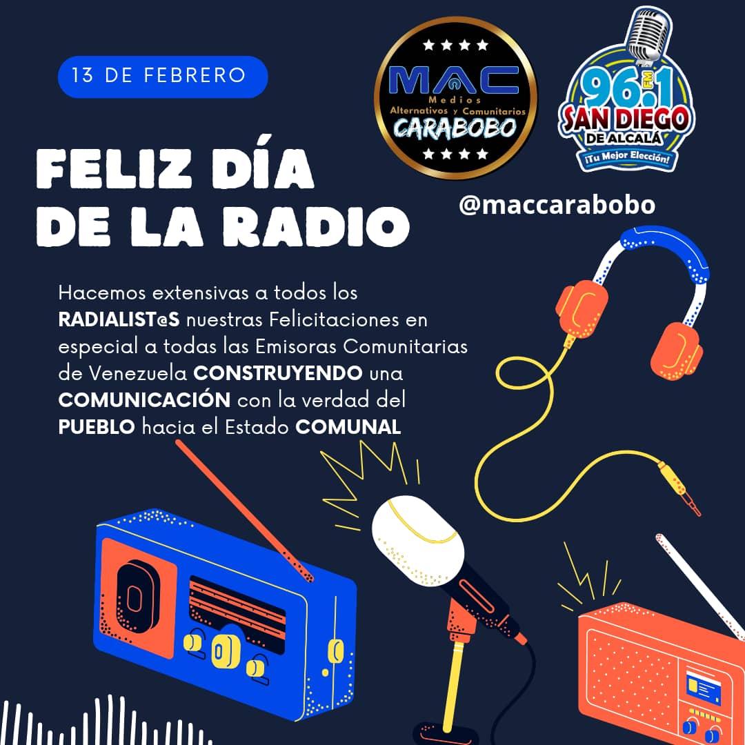 Desde el colectivo comunicacional CUPIRACA operadora de la emisora SAN DIEGO DE ALCALA 96.1 FM y todas sus omnimedias herramientas para potenciar la comunicación popular alternativas y comunitarias HOY EN EL DIA MUNDIAL DE LA RADIO hacemos hincapié en hacer radio nos apasionan