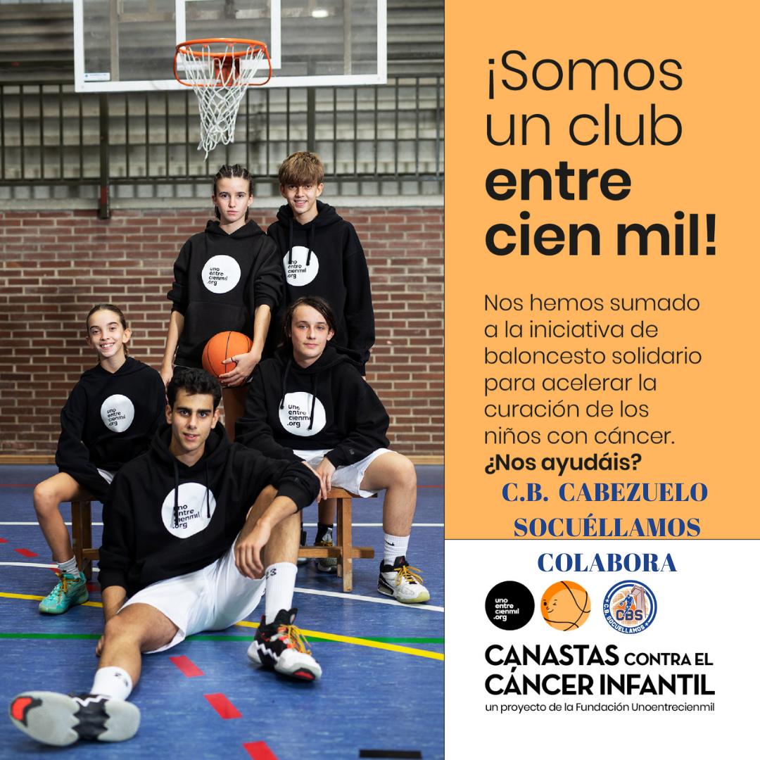 cbsocuellamos's tweet image. Cabezuelo CBS colabora con la iniciativa &quot;Canastas contra el cáncer infantil&quot;
Este sábado durante el partido contaremos con una urna a la entrada del pabellón para quien quiera aportar su granito de arena.
Todo lo recaudado se entregará a la Fundación @unoentrecienmil