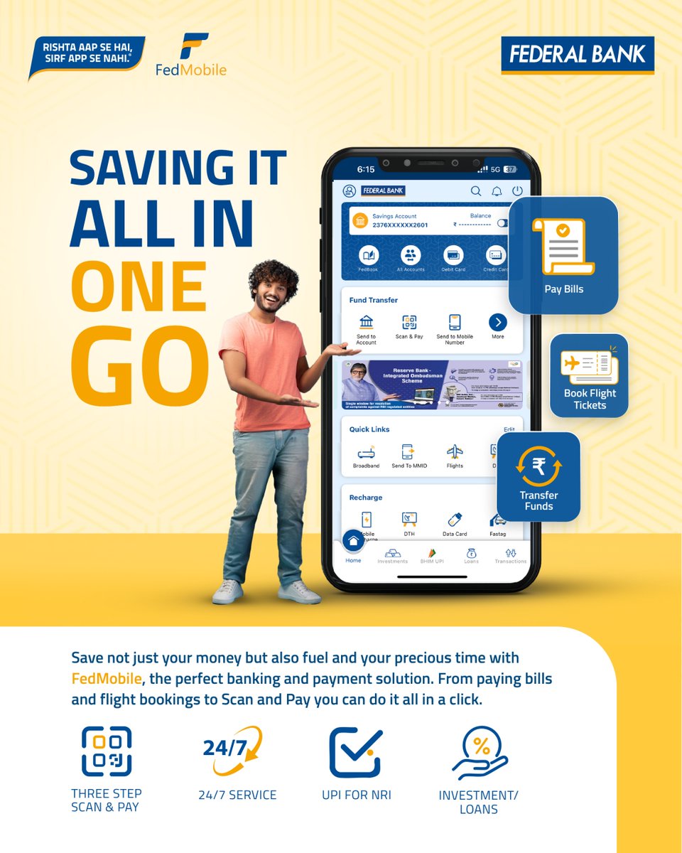 FederalBankLtd's tweet photo. Download FedMobile today and get on some serious savings.
Visit: https://t.co/glm7RWUzxR to download.
#FederalBank #FedMobile https://t.co/ECKJ5g90tu