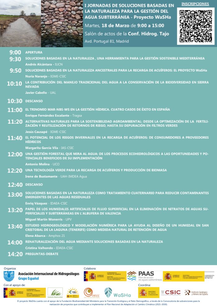 🌿💧 Abierto el plazo de inscripción a las "I Jornadas de #SolucionesBasadasenlaNaturaleza para la gestión del #AguaSubterránea" en el marco del proyecto #ProyectoWaSHa

📅 18 de marzo | 🕘 9:00 - 15:00 h | 📍 Madrid   ¡Inscríbete! 🔗 forms.office.com/pages/response…

#SBN #Sostenibilidad