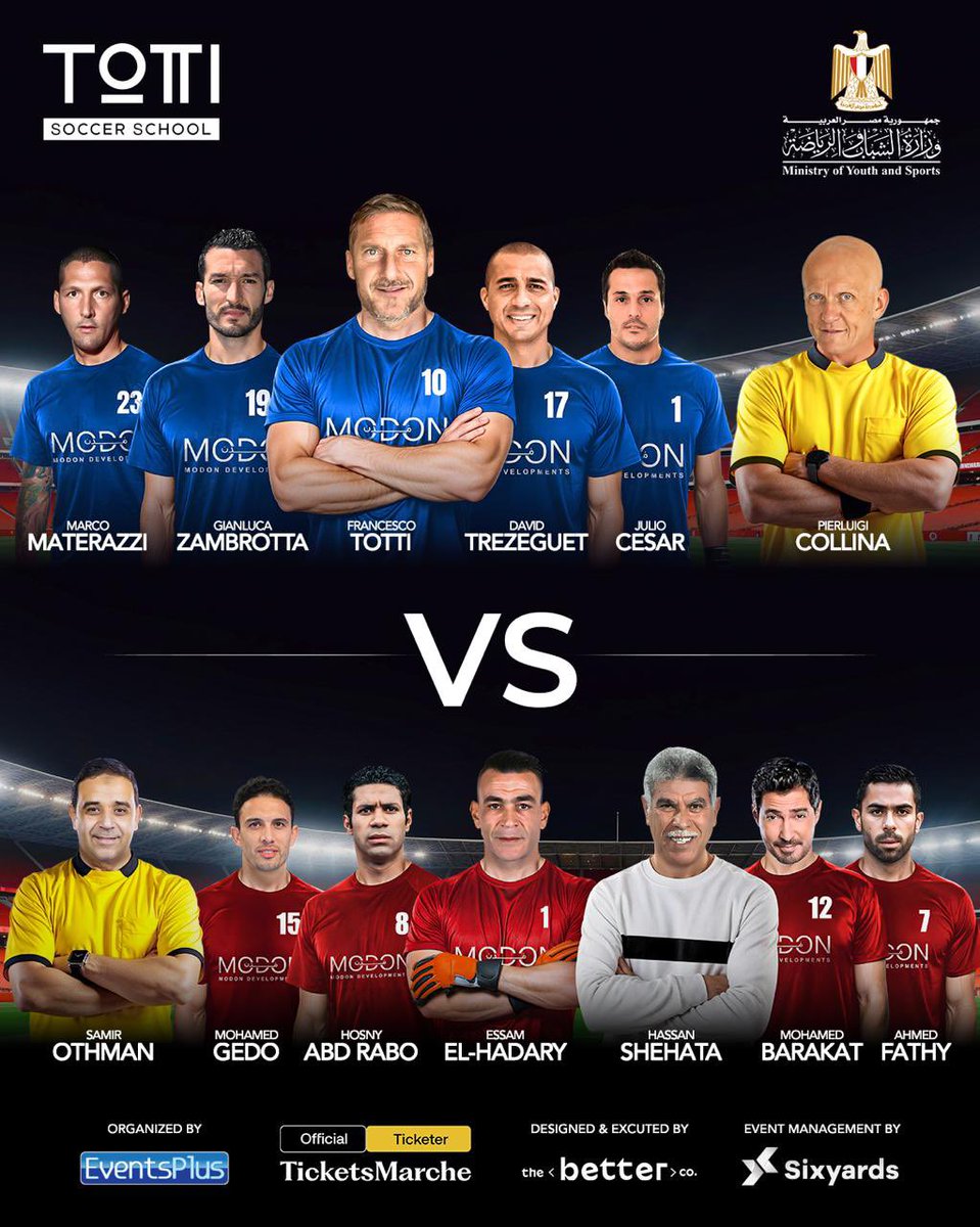 Marking the launch of Totti Soccer School, Modon Developments is gearing up for an exciting football match at Villagio in West Cairo, a new hub for future football talent, On February 18th

Don’t miss out on this legendary event!