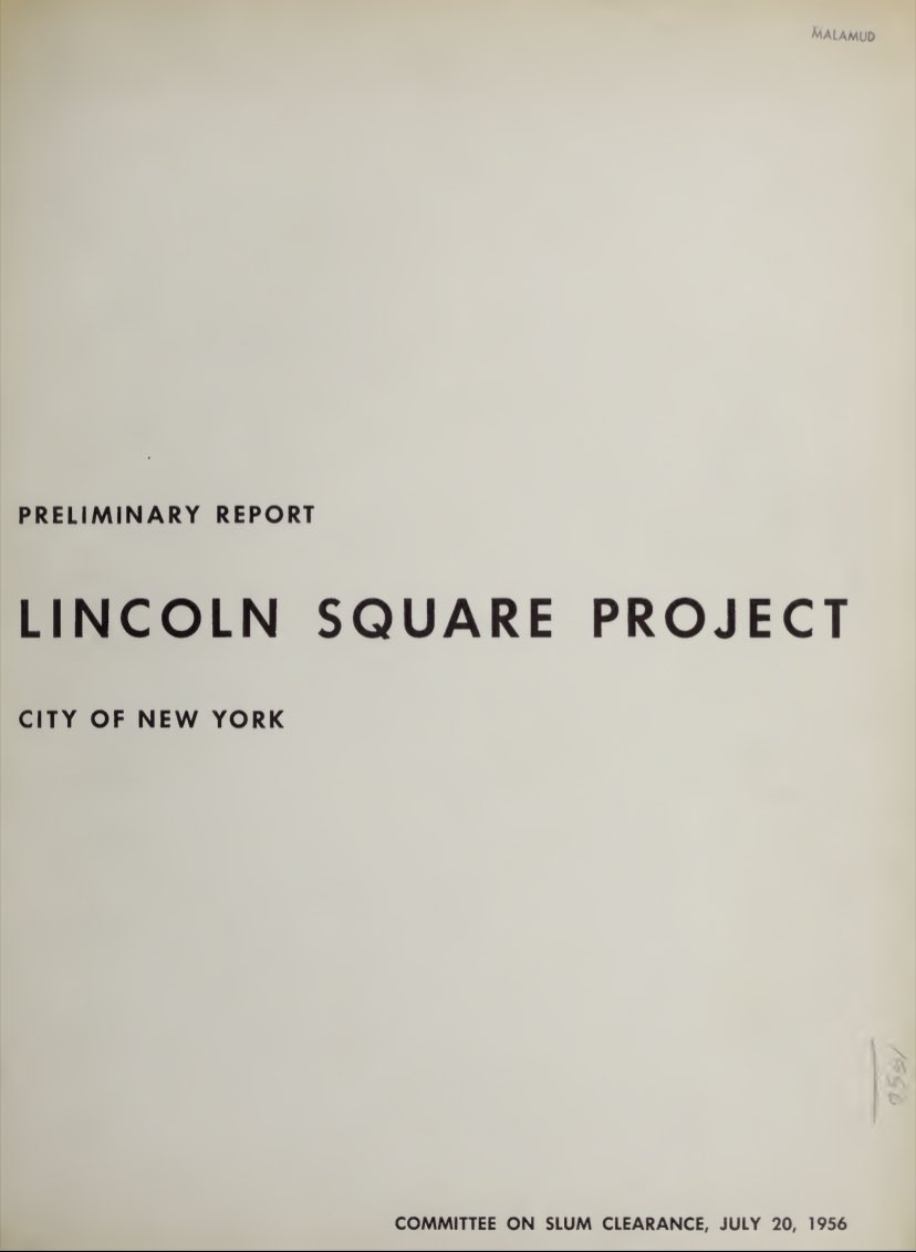 rosskunkler's tweet photo. @NTLive Ralph Fiennes portrayed Robert Moses the man who evicted my Dad, and his family from their Lincoln Square apartment building in 1967, when my Dad was 12 years old, for the “Lincoln Square Slum Clearance Plan” observed below. This is the plan which built Lincoln Center. https://t.co/9Yqs0bAf7r