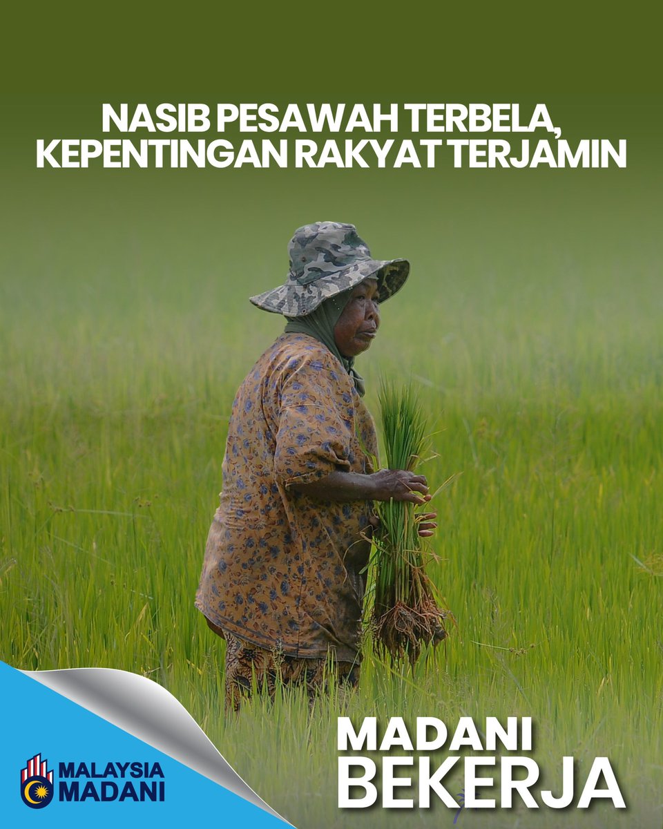 Alhamdulillah, Menteri Pertanian dan Keterjaminan Makanan, saudara Mohamad Sabu telah mengumumkan keputusan Kerajaan MADANI untuk menyelaras harga lantai belian padi daripada RM1,300 kepada RM1,500 per metrik tan, berkuat kuasa 16 Februari 2025.

Ini adalah penyelarasan harga