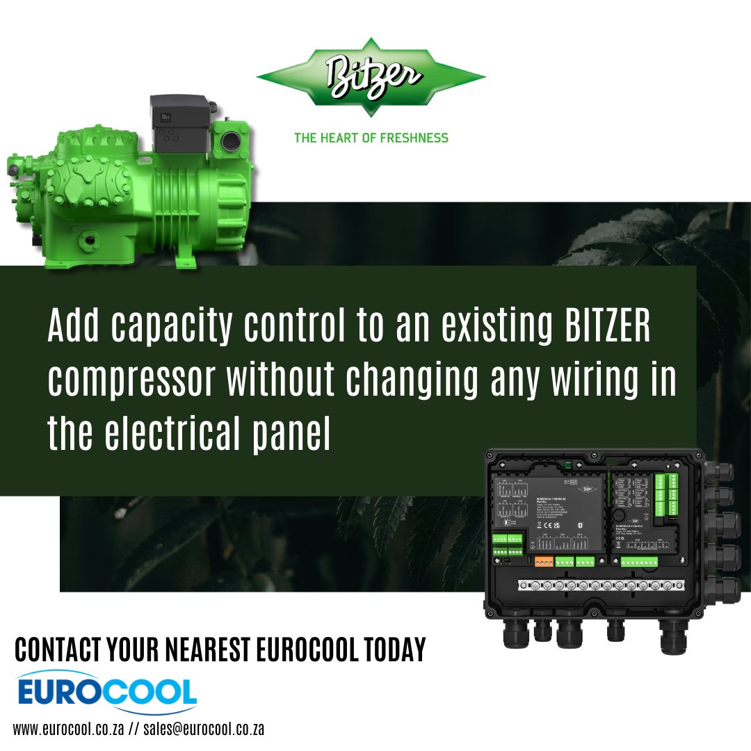 Upgrade your BITZER compressor with ease! 
With the BITZER IQ Module, you can add capacity control to your existing compressor without modifying any electrical panel wiring. Experience smarter, more efficient refrigeration with a simple upgrade.
#BITZER #RefrigerationSolutions