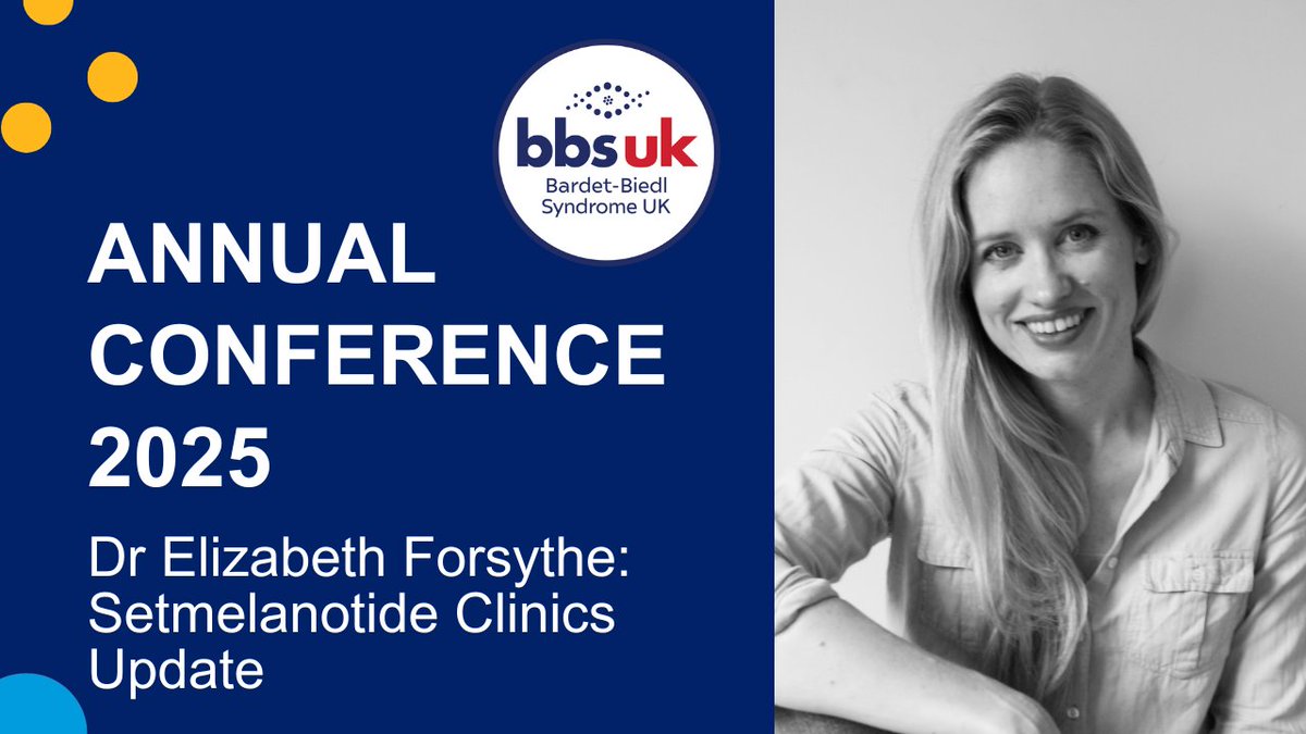 We're also very excited to welcome back Dr Elizabeth Forysthe to the #BBSUKConference2025!

Dr. Elizabeth Forsythe is a leading expert in Bardet-Biedl syndrome (BBS)

She will be providing an update on the Setmelanotide clinics

If you haven't already, book on our website!