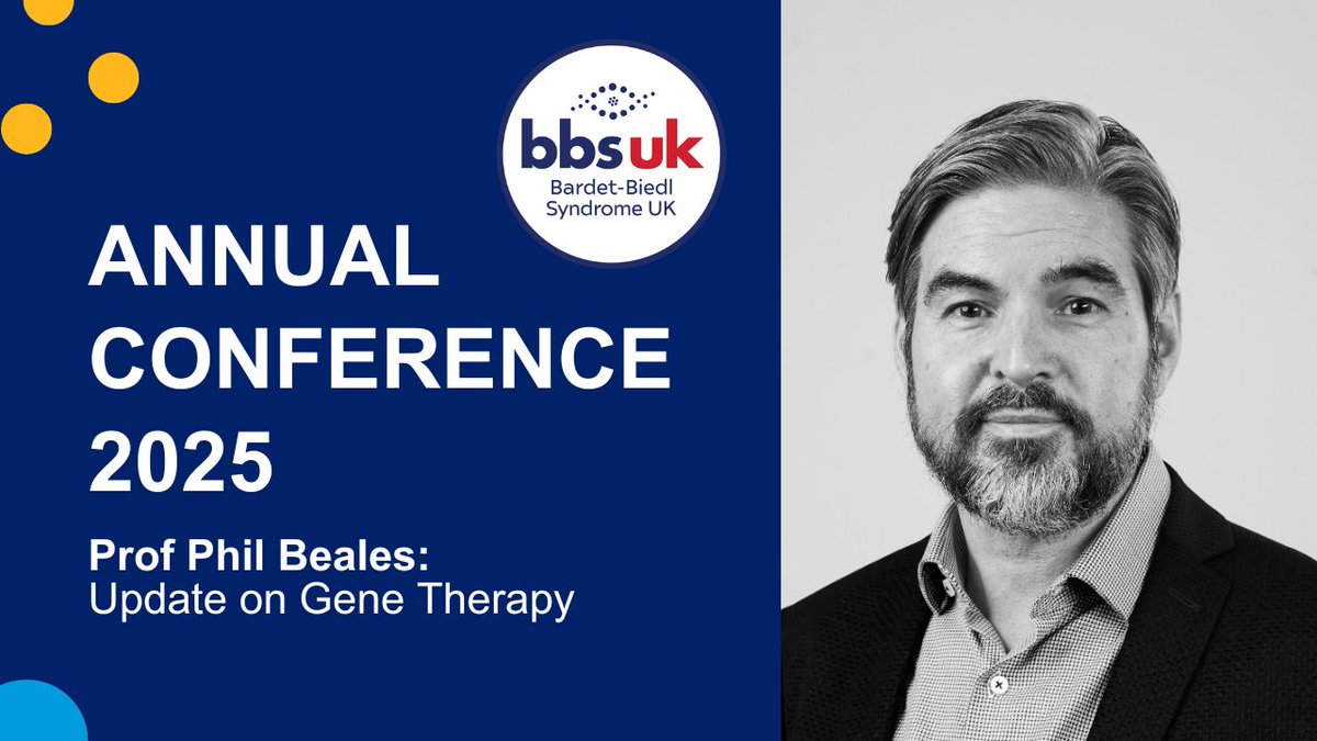 Bardet-Biedl Syndrome UK (BBS UK) (@bbs__uk) on Twitter photo We're excited to once again be joined at our conference by Professor <a href="/PhilBeales/">Phil Beales</a>!
Prof Phil Beales is a world renowned researcher into Bardet-Biedl syndrome (BBS), ciliopathies and rare diseases.
If you haven't already, make sure to book by visiting our website: We're excited to once again be joined at our conference by Professor <a href="/PhilBeales/">Phil Beales</a>!
Prof Phil Beales is a world renowned researcher into Bardet-Biedl syndrome (BBS), ciliopathies and rare diseases.
If you haven't already, make sure to book by visiting our website: