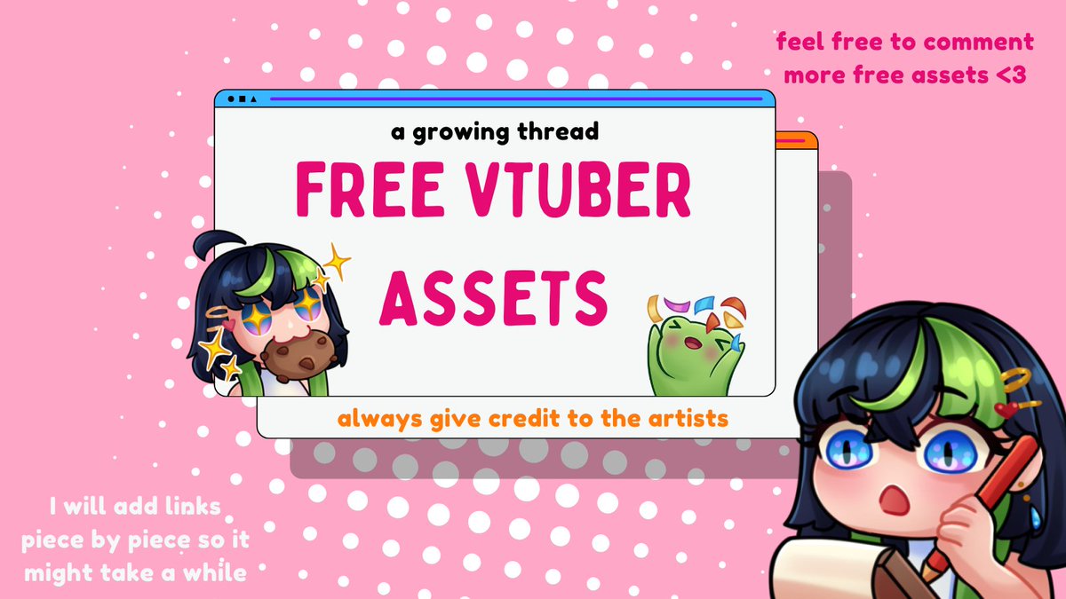 ✨Free Vtuber Assets✨ 

A thread with free to use assets!
Gentle reminder to always give credit to these amazing artists 💚

Feel free to comment more assets below ⬇️

#freeVTuberAssets #VtuberAssets