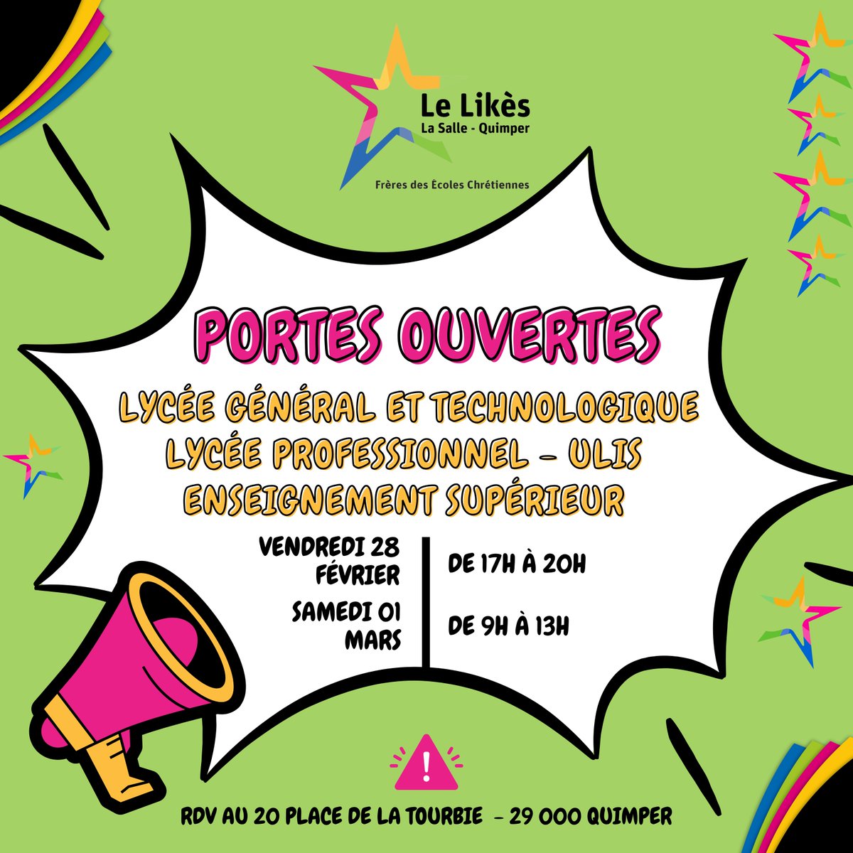 Le_Likes's tweet photo. 📣 Venez nous rencontrer lors des Portes Ouvertes du @Le_Likes #lasalle
📌 Le vendredi 28 février de 17h à 20h et le samedi 01 mars de 9h à 13h !
👉 Retrouvez toutes nos formations sur https://t.co/uYpf9feZ5B

#PortesOuvertes #rentree2025 #LEGT #lyceePro #ENSUP #alternance https://t.co/2BmRUwXFNp