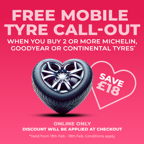 This Valentine’s, give your car the care it deserves!💕

Buy 2 or more selected tyres online and get a FREE mobile tyre call-out – saving you £18*. Offer valid 13th-18th Feb only!

Book now: tinyurl.com/8awshtvz 

*T&amp;Cs Apply.

#ATSEuromaster #ValentinesDay #Offer