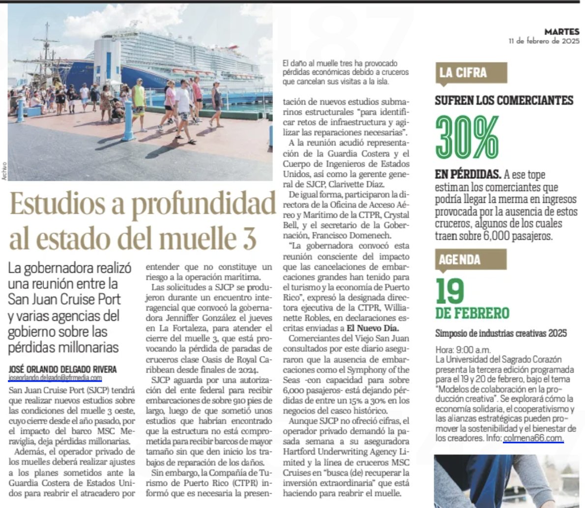 ¿"Privatización como solución"? FALSO. 

Pérdidas millonarias para el gobierno y comerciantes por privatización de muelles de San Juan. 

👉 Hace exactamente 1 año se completó la privatización de los muelles de San Juan. 

👉 El privatizador, San Juan Cruise Port, le daría al