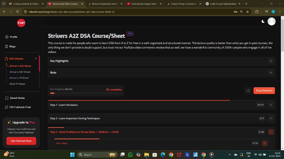 Roshan7065's tweet image. #Day 7/75
✅ Solved three questions of array from striver a2z dsa sheet
✅ Largest and largest in a array(gfg).
✅ Check if array is sorted and rotated (Leetcode).
#codechallenge