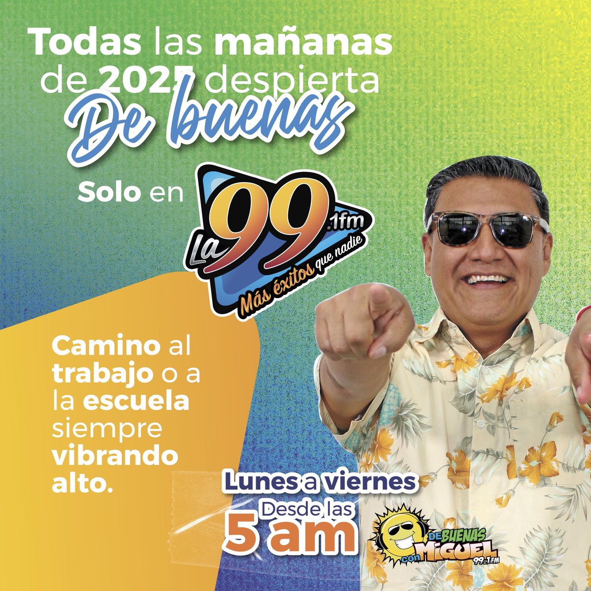 ¡Hey!
¡Heeyy!
¡Heeeyyy!
¡Good morning people!
Ya estamos #DeBuenasconMiguel en <a href="/La99fm/">La 99 FM</a> hoy con el
HT 
#SoloesAmorCuando