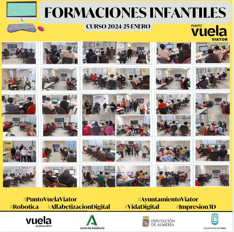 CRECIENDO CON LAS TICS - GRUPOS FORMACIÓN INFANTILES - ENERO 2025
 #PuntoVuelaViator #ayuntamientoviator #VidaDigital #AprenteTICS #Robotica #Impresion3d #AlfabetizaciónDigital
