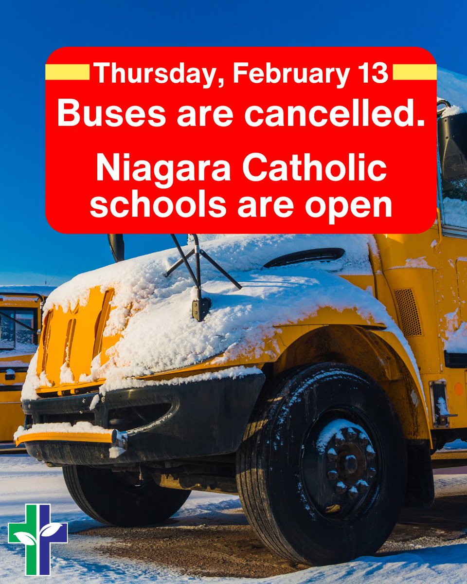 Niagara Catholic DSB (@niagaracatholic) on Twitter photo Good morning from the Niagara Catholic Storm Desk. <a href="/niagarasts/">Niagara Student Transportation Services</a> has cancelled buses today but all Niagara Catholic schools and offices are OPEN. If you choose to keep your child at home, please report their absence through Safe Arrival. Good morning from the Niagara Catholic Storm Desk. <a href="/niagarasts/">Niagara Student Transportation Services</a> has cancelled buses today but all Niagara Catholic schools and offices are OPEN. If you choose to keep your child at home, please report their absence through Safe Arrival.