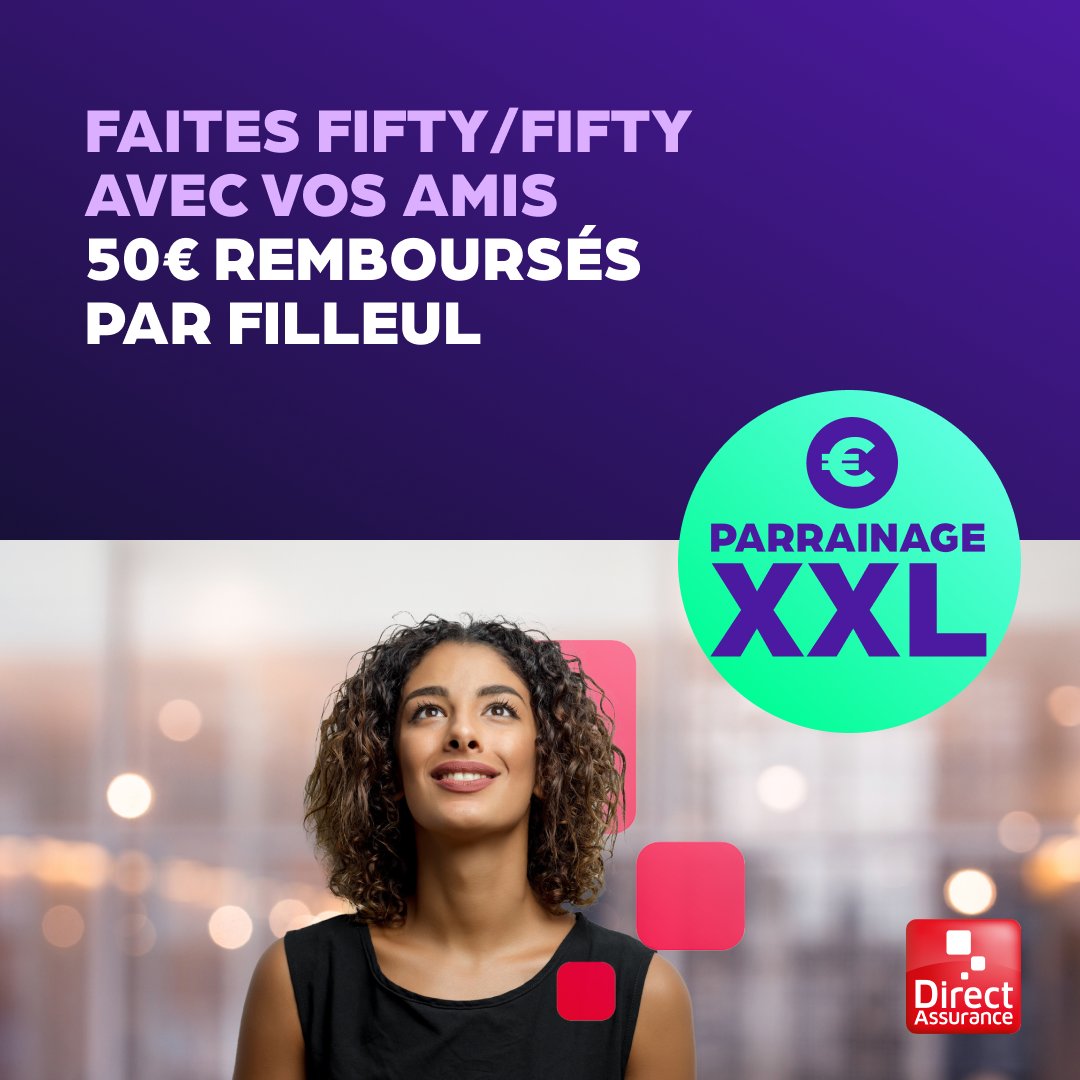 🤩 Jusqu’à dimanche, pour tout contrat auto ou habitation souscrit par un de vos amis, c’est 50 € pour chacun. Pour en profiter c’est par ici : bit.ly/Parrainage-