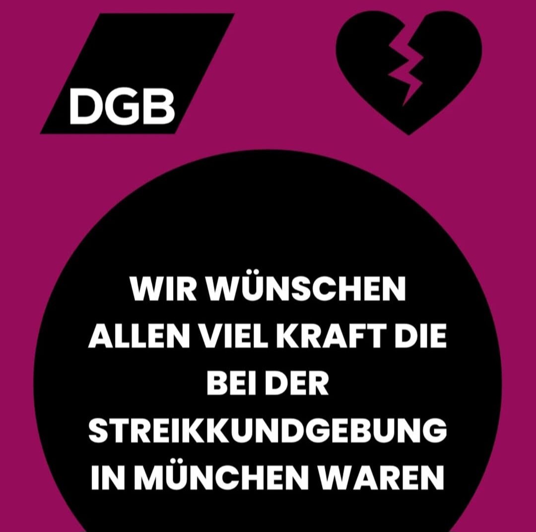 Unsere Gedanken sind bei den Kolleg:innen, die heute bei der Streikkundgebung von ver.di waren. Wir wissen noch nicht genau was die Hintergründe sind. Allen Betroffenen und den Angehörigen wünschen wir viel Kraft. Wir stehen an eurer Seite!