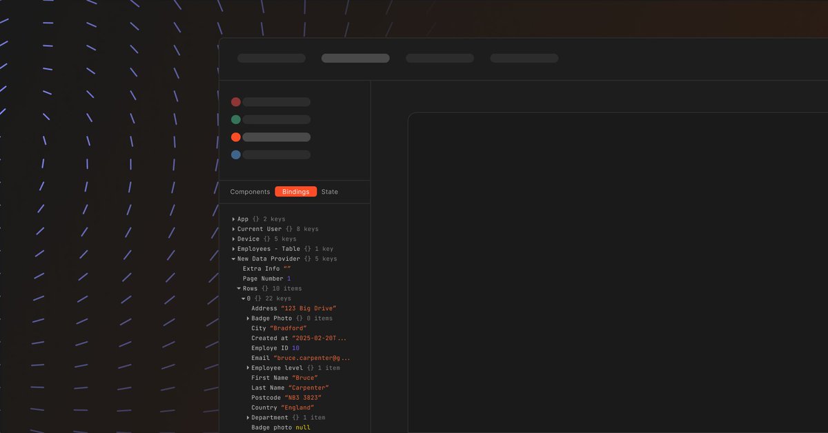 Introducing the new Bindings panel, a window to view the data available to your screen and a central location to inspect and understand how data is flowing through your app.