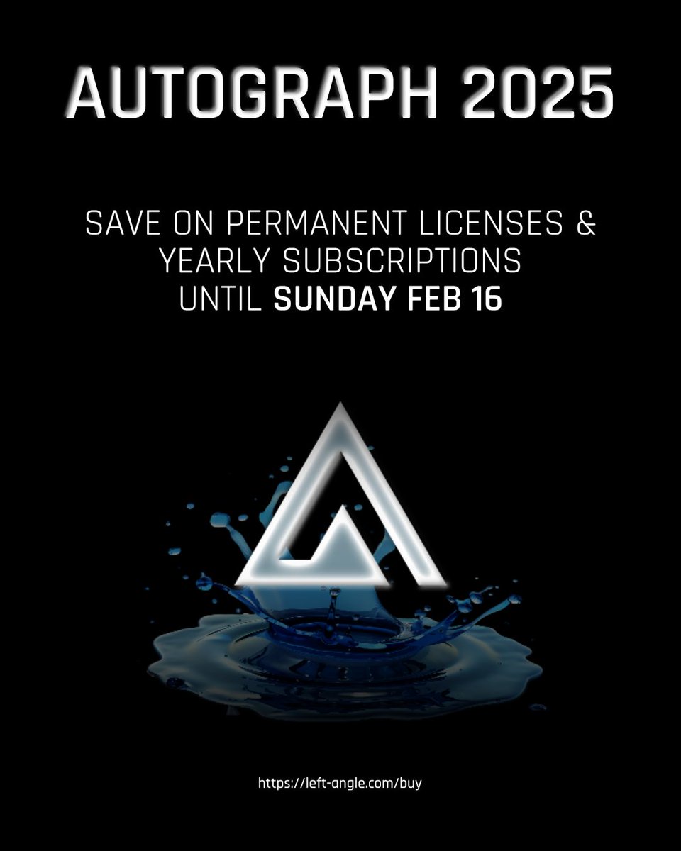 Don’t miss out on grabbing a 📢discounted yearly or permanent Autograph Creator/Studio license📢! Sale ends this Sunday. 🔗 left-angle.com/buy
#LeftAngleAutograph #motionGraphics #VFX #visualeffects #compositing