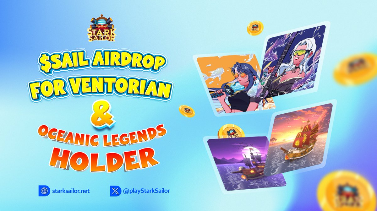 playStarkSailor's tweet photo. Hey Ventorian NFT holder from @Ventory_gg !
🚀$SAIL tokens have been airdropped to your wallets, have you checked it? 👀
Check it now and let us know by dropping a comment below!👇
#Starknet #StarkSailor #Ventory #Airdrop https://t.co/HHEaLpcvG3