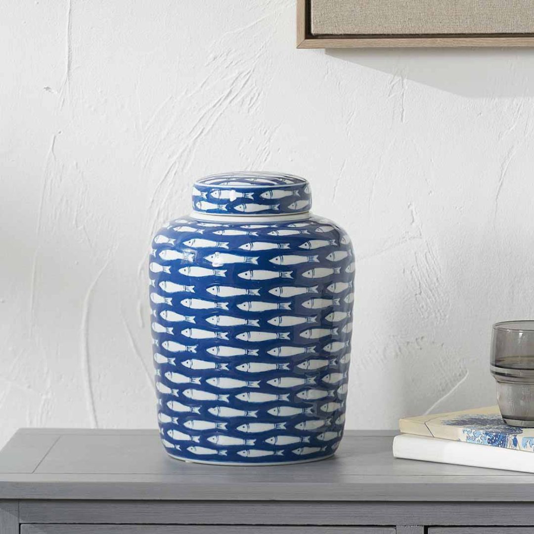 ClickStyleHome's tweet photo. 🐟 New In – A Splash of Coastal Style! Add seaside vibes to your decor with our blue &amp; white fish pattern ceramic ginger jar. Perfect for coastal &amp; modern interiors! #NewIn #GingerJar #CoastalDecor #UKHomes #HomeAccessories #ClickStyleHome https://t.co/rptfrpTD4L https://t.co/Quq2CPaJBH