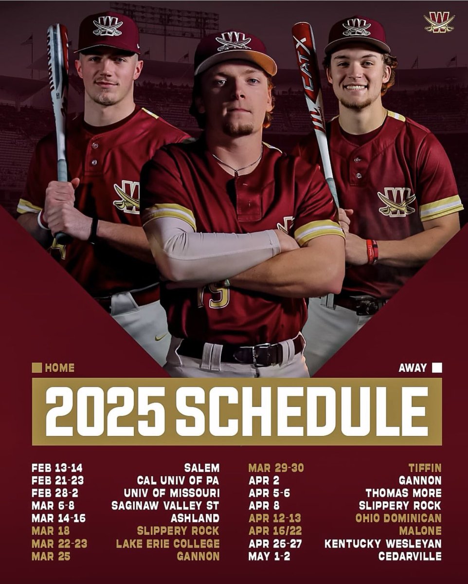 Time to go!  Here is a look at our 2025 schedule. Come on out this Spring to Biery Stadium at Tim Mead Field on the corner of Easton &amp; Market. See you there. 
#SwordsUp⚔️