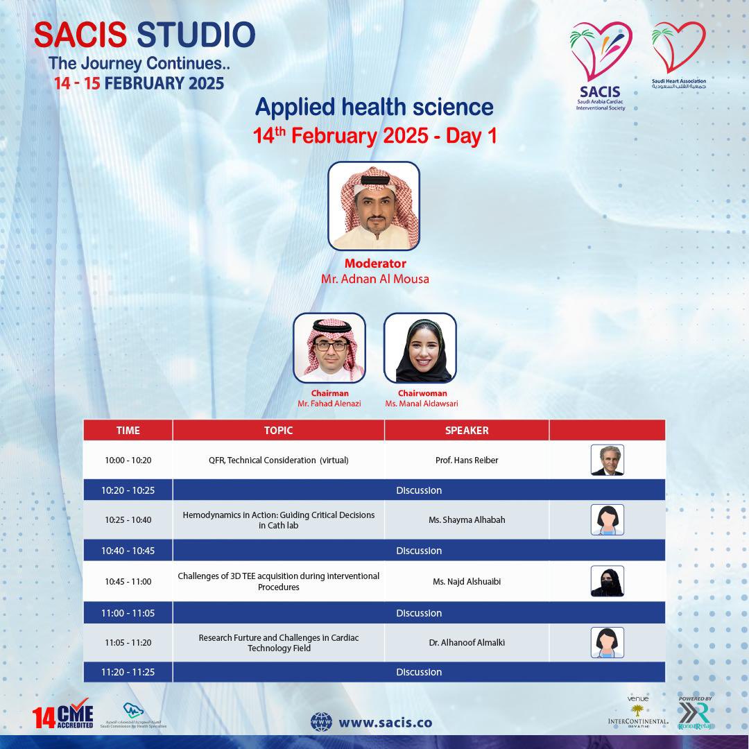 TheSaudiHeart's tweet photo. ترقبوا جلسة "العلوم الصحية التطبيقية" في مؤتمر #SACIS_2025!
✨ رحلة العلم تستمر...

يسرنا دعوتكم لحضور جلسة مميزة ضمن فعاليات المؤتمر، بمشاركة نخبة من الخبراء والمختصين في العلوم الصحية التطبيقية، تحت إشراف:

📍 المكان: فندق إنتركونتيننتال، الرياض
🗓️ 14 فبراير  2025

🔗 لا تفوّتوا النقاشات الغنية والرؤى المتقدمة!
https://t.co/pj2xNfzl9W
