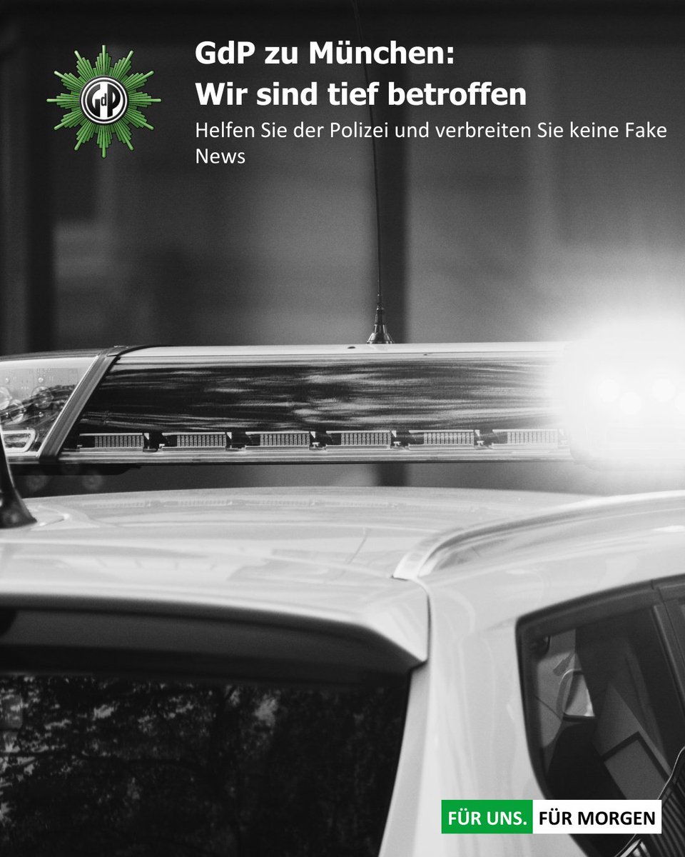 #GdP zeigt sich zum Vorfall in #München betroffen: Wir sind in Gedanken bei den Menschen vor Ort. Bitte helfen Sie der Polizei: Verbreiten Sie keine Fake News oder Videos. <a href="/GdPBayern/">GdP Bayern</a>