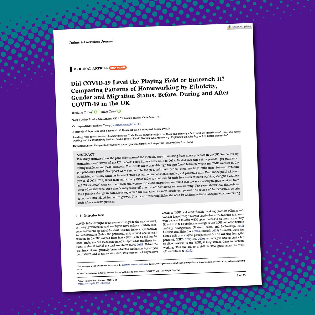 King's Global Institute for Women's Leadership (@giwlkings) on Twitter photo NEW: Research by GIWL Director <a href="/HeejungChung/">Prof. Heejung Chung</a> finds that while COVID-19 expanded remote work opportunities, racial disparities persist, raising concerns about equitable access to flexible work.
➡️kcl.ac.uk/news/racial-di… NEW: Research by GIWL Director <a href="/HeejungChung/">Prof. Heejung Chung</a> finds that while COVID-19 expanded remote work opportunities, racial disparities persist, raising concerns about equitable access to flexible work.
➡️kcl.ac.uk/news/racial-di…