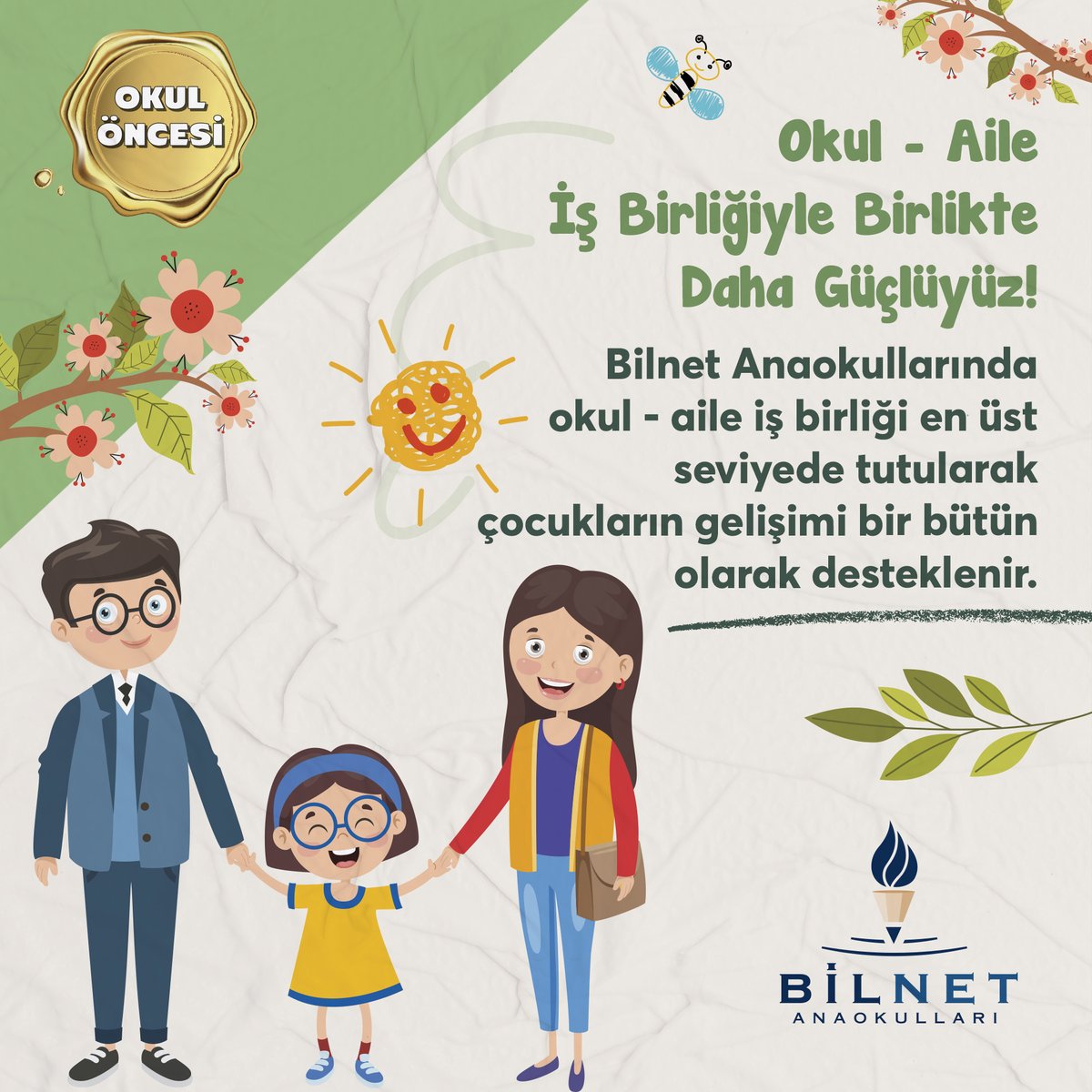 Okul - Aile İş Birliğiyle Birlikte Daha Güçlüyüz!

Bilnet Anaokullarında okul - aile iş birliği en üst seviyede tutularak çocukların gelişimi bir bütün olarak desteklenir.

#BilnetOkulları