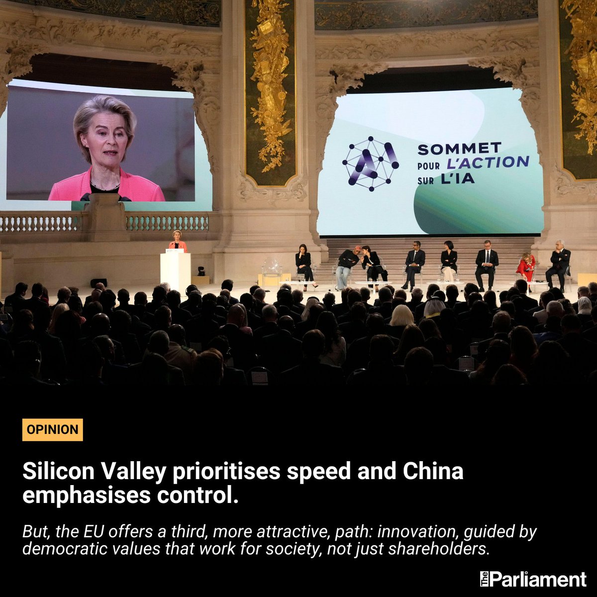 The Parliament Magazine (@parlimag) on Twitter photo This week's AI Action Summit saw <a href="/EmmanuelMacron/">Emmanuel Macron</a> repeat his call for European leadership in the sector. In her op-ed, <a href="/siddhipal/">Siddhi Pal (she/her)</a> argues that America's loss could be the EU's gain, as the bloc pushes for more socially responsible AI development.
bit.ly/4b5BhUg This week's AI Action Summit saw <a href="/EmmanuelMacron/">Emmanuel Macron</a> repeat his call for European leadership in the sector. In her op-ed, <a href="/siddhipal/">Siddhi Pal (she/her)</a> argues that America's loss could be the EU's gain, as the bloc pushes for more socially responsible AI development.
bit.ly/4b5BhUg