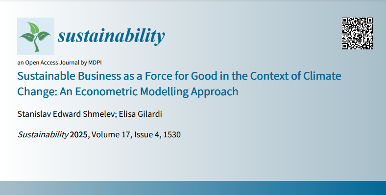 I am delighted to let you know that our new paper: #Sustainable #Business as a Force for Good in the Context of #Climate #Change: an #Econometric #Modelling Approach has been published by <a href="/Sus_MDPI/">Sustainability</a>! mdpi.com/2071-1050/17/4… <a href="/FT/">Financial Times</a> <a href="/wef/">World Economic Forum</a> <a href="/GGKP_Policy/">Green Policy Platform</a> <a href="/INETeconomics/">Institute for New Economic Thinking</a> <a href="/ClubOfRome/">The Club of Rome</a> RT