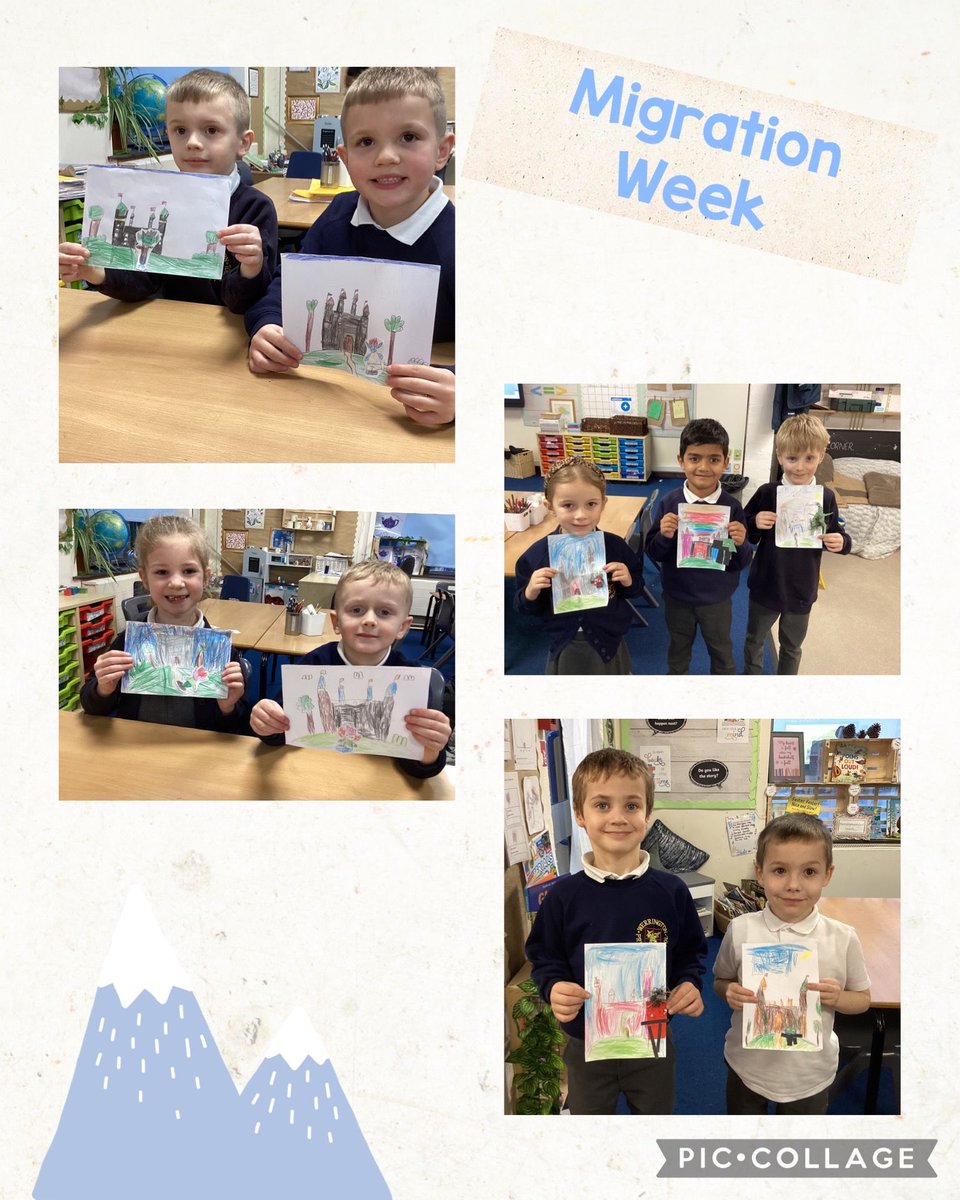 wps_staffs's tweet image. For #MigrationWeek, #WerringtonYear1 discussed the reasons why people and animals migrate. We listened to the orchestral music ‘In the Hall of the Mountain King’ composed by Edvard Grieg. We created our own artwork to show the troll King and his castle.