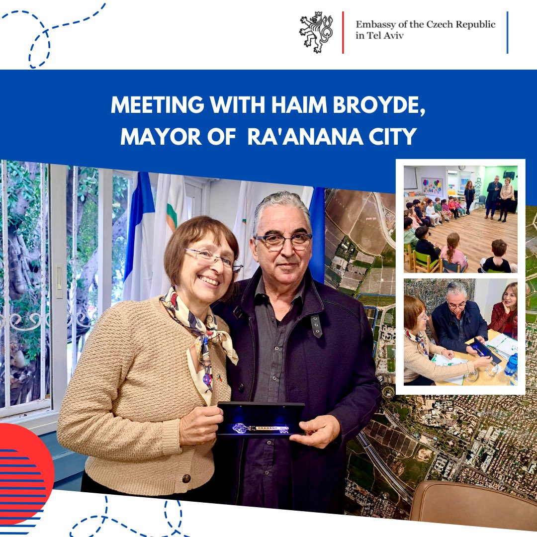 Great mtg of @veronikakuchyno and Mayor Haim Broyde of @raananacity organized by @yonabartal of @perescenter. Twin cities &amp; hi-tech, tennis matches &amp; music events are just some of the plans in the making.
