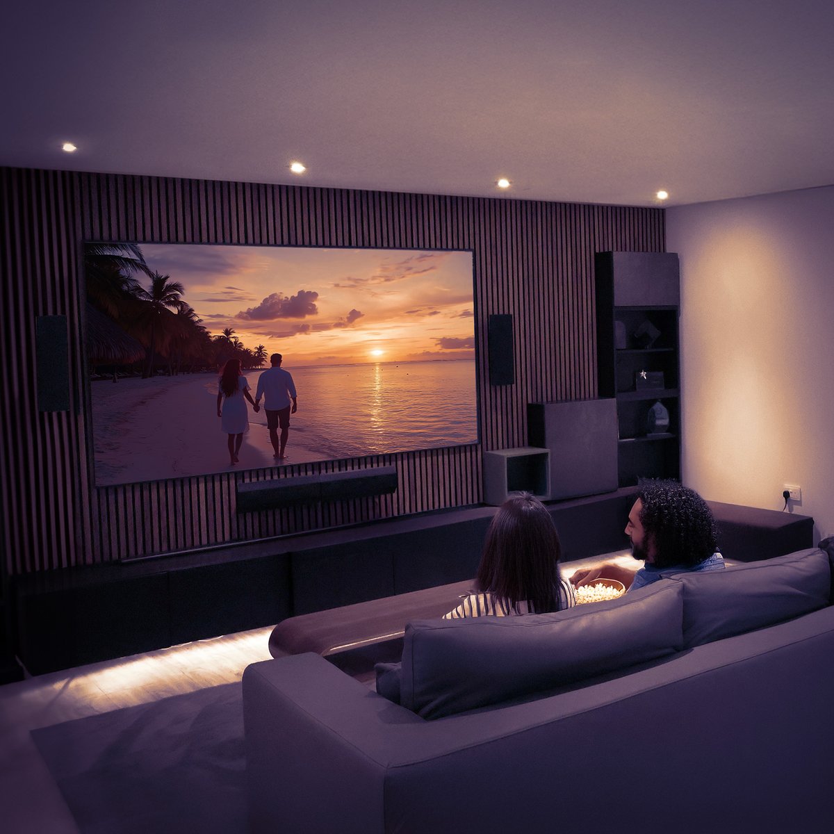 Date night, upgraded. 🍿❤️ Dim the lights, press play, and let the magic of ceiling speakers set the mood for the ultimate stay-at-home movie night. 🎬✨ Because the best memories are made at home. 
#LoveYourHome #HomeCinema #DateNightIdeas #LitheAudio
