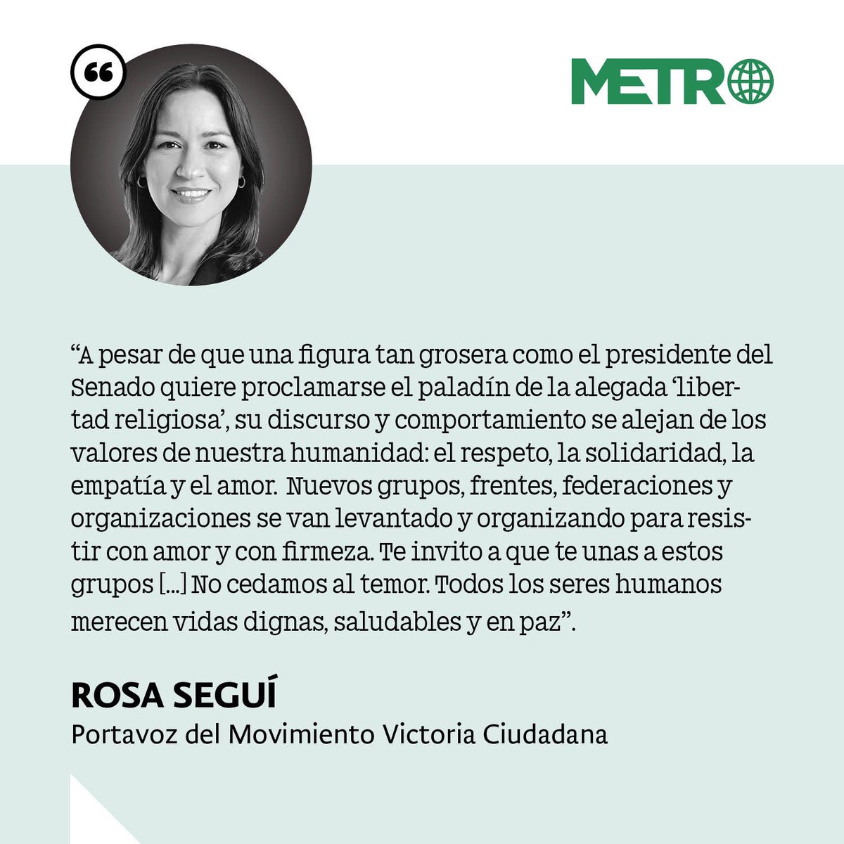 No perdamos la esperanza, no cedamos al temor. Todos los seres humanos merecen vidas dignas, saludables y en paz.

Lee mi columna:

Arriba el amor y abajo el temor 

metro.pr/opinion/2025/0…