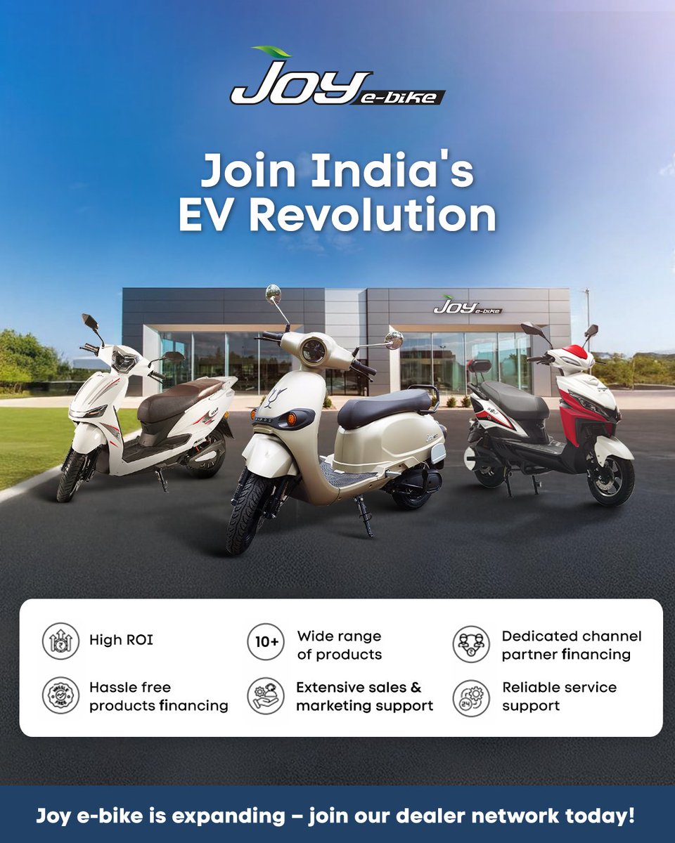 The future of mobility is electric, and now is the time to be a part of it! Join us as a Joy e-bike dealer and tap into the growing demand for sustainable, high-performance EVs. 
Interested candidates can fill the form at joyebike.com/franchise or reach out at
info@wardwizard.in