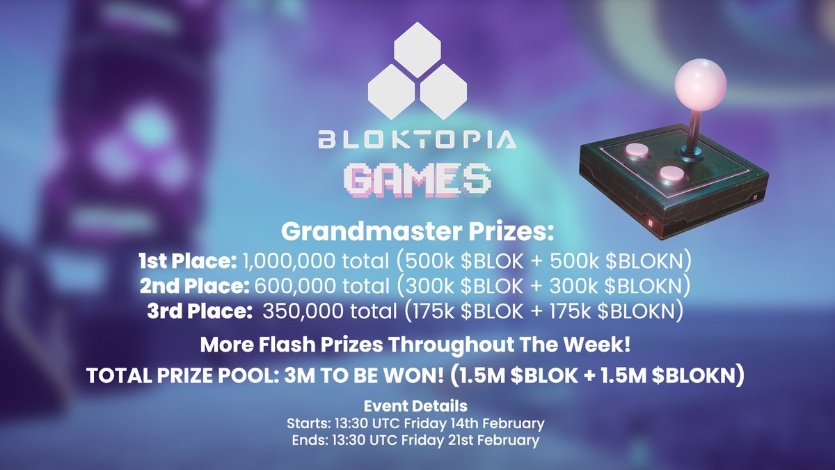🎮 Bloktopia Games Floor Competition RETURNS! 🎮

Get ready, Bloktopians! 
⏰ The gaming action heats up tomorrow at 13:00 UTC with a thrilling round of BlokBuster—big prizes up for grabs as always! 🏆🔥

Then, the battle continues as we recommence the Games Floor Competition to