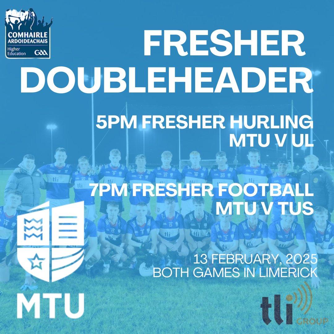 MTU Kerry Campus GAA Club (@mtukerrygaaclub) on Twitter photo Big doubleheader for our fresher today...
Best of luck to our fresher hurlers and footballers in Limerick this evening.
<a href="/MTUSU_Kerry/">MTU Kerry Students’ Union</a> <a href="/MTU_KerrySport/">MTUKerryCampusSport</a> <a href="/radiokerrysport/">Radio Kerry Sport</a> <a href="/CoachingKerry/">Kerry GAA Coaching & Games</a> Big doubleheader for our fresher today...
Best of luck to our fresher hurlers and footballers in Limerick this evening.
<a href="/MTUSU_Kerry/">MTU Kerry Students’ Union</a> <a href="/MTU_KerrySport/">MTUKerryCampusSport</a> <a href="/radiokerrysport/">Radio Kerry Sport</a> <a href="/CoachingKerry/">Kerry GAA Coaching & Games</a>