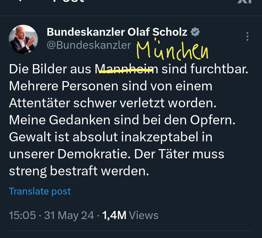 Tweet, den Olaf Scholz in den nächsten Stunden posten wird:
 #München