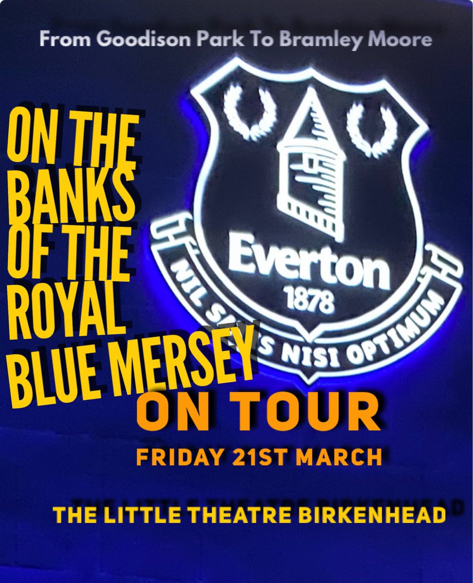 *** Tickets On Sale Now ***
ON THE BANKS OF THE ROYAL BLUE MERSEY is coming to The Wirral 
Friday 21st March 
@thelittletheatre Birkenhead 

likemindedproductions.co.uk/store/backend/…

<a href="/BirkenheadNews/">Birkenhead News</a> 
@WIRRALGLOBENEWS 
<a href="/Visit_Wirral/">Visit Wirral</a> 
<a href="/CapitalWIRNews/">Capital Wirral News</a> 
<a href="/EvertonNewsFeed/">𝗧𝗵𝗲 𝗧𝗼𝗳𝗳𝗲𝗲 𝗕𝗹𝘂𝗲𝘀</a> 
<a href="/Everton/">Everton</a> 
<a href="/LivEchoEFC/">Everton FC News</a> 
#EFC