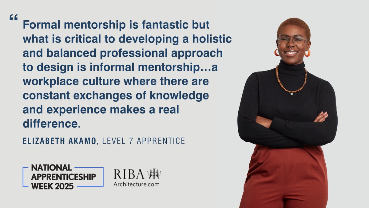 ScottBrownrigg's tweet photo. Hear from Level 7 apprentices Dorréll Gayle-Menzie and Elizabeth Akamo as they speak to the @RIBA about their experiences of the #ArchitectureApprenticeship and the power of mentoring as part of National Apprenticeship Week: https://t.co/xQbSdIdUmk

#NAW2025 https://t.co/HflbIftuCs